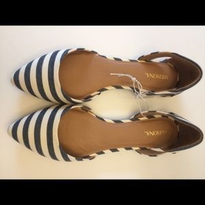 Linen Striped D'orsay Flats 9 1/2